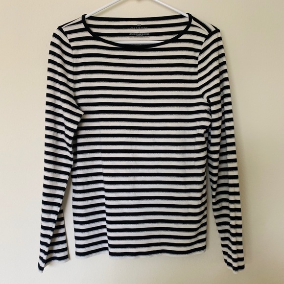 Talbots Tops - Talbots Black White Striped Long Sleeve Shirt